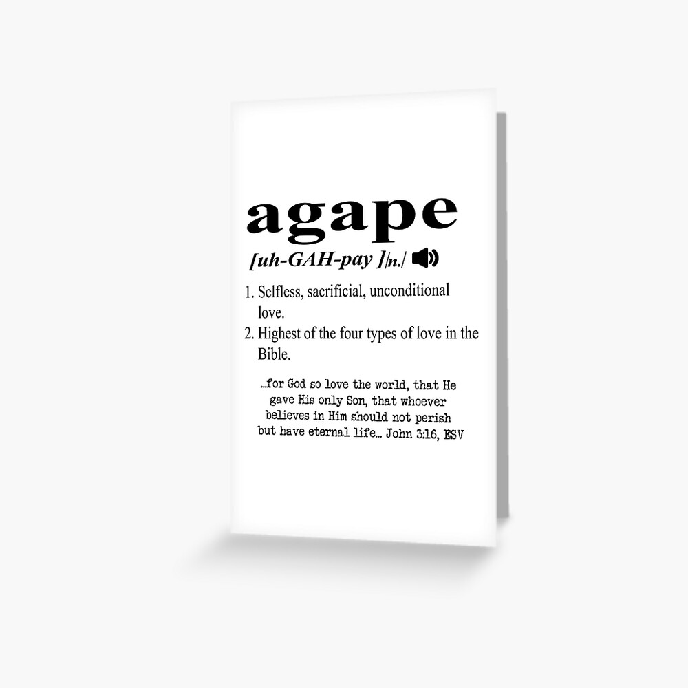 "Agape Love Christian Dictionary Faith In Style" Greeting Card for