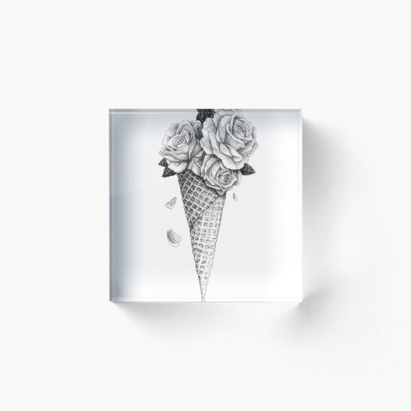 Ice Cream Roses Acrylic Block