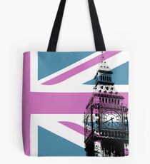 Union Jack and Big Ben, London, UK, Pink and Purple Tote Bag