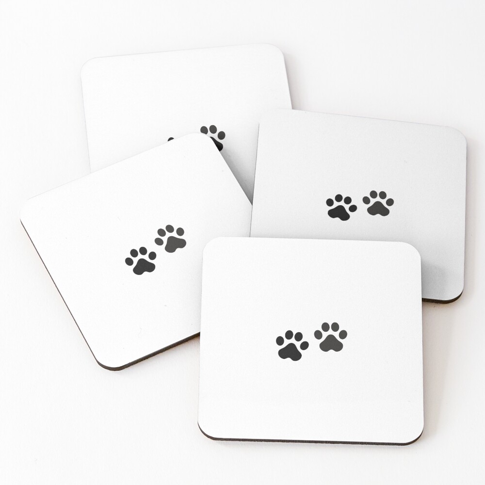 Black Paw Prints Coasters (Set of 4)