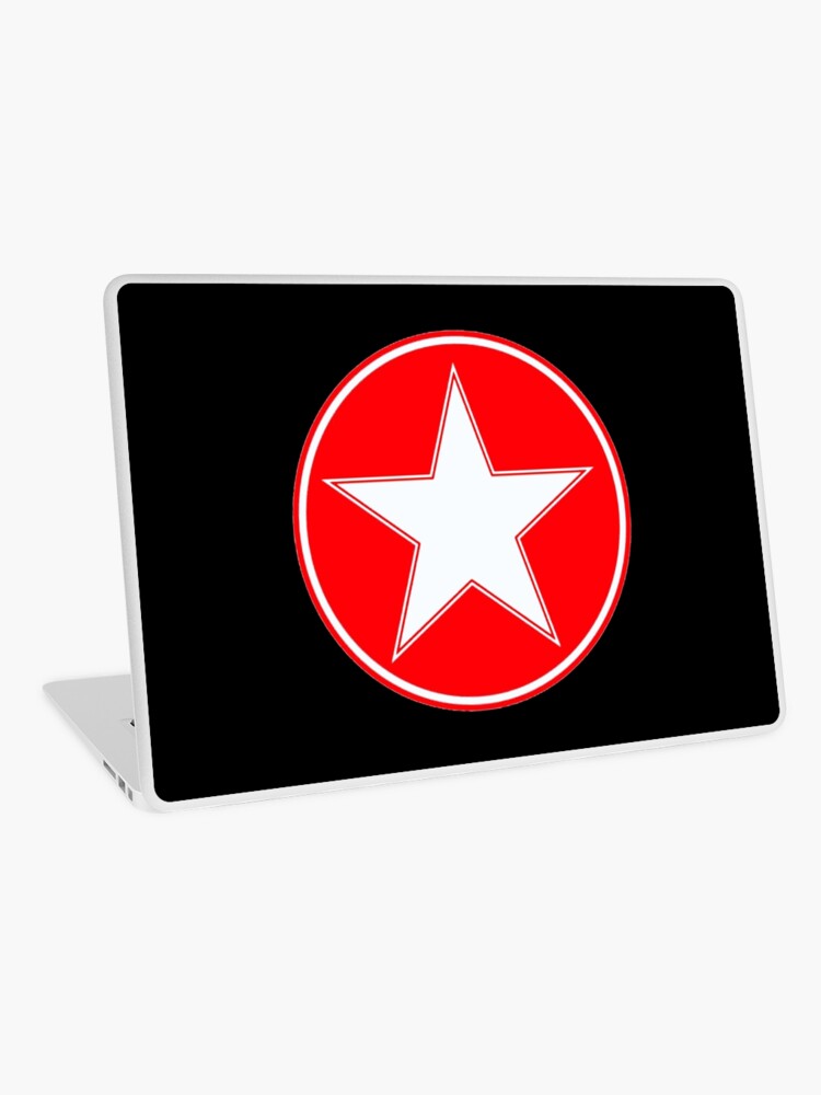 White Star In Red Circle On Black Laptop Skin By Tomsredbubble