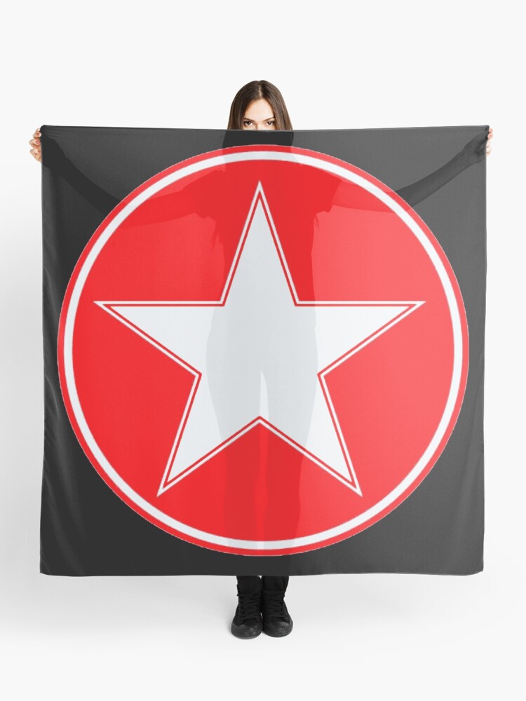 White Star In Red Circle On Black Scarf By Tomsredbubble