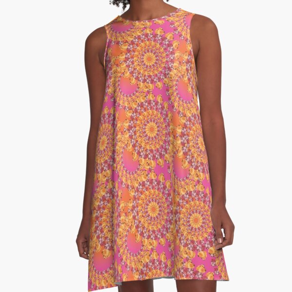 Floribunda II Lanikai in Hot Pink & Mango A-Line Dress
