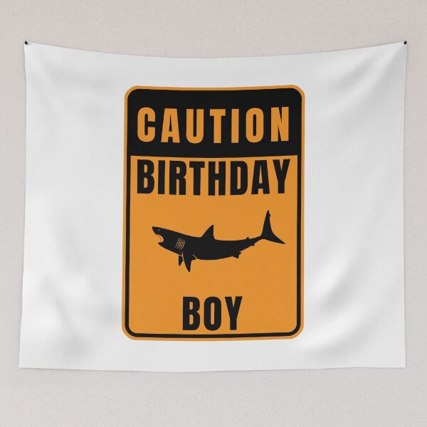 Item preview, Caution Birthday Boy Shark Sign graphic For Kids designed and sold by banwa.
