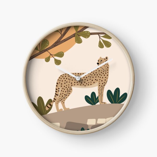 Cheetah on the rocks under the tree Clock