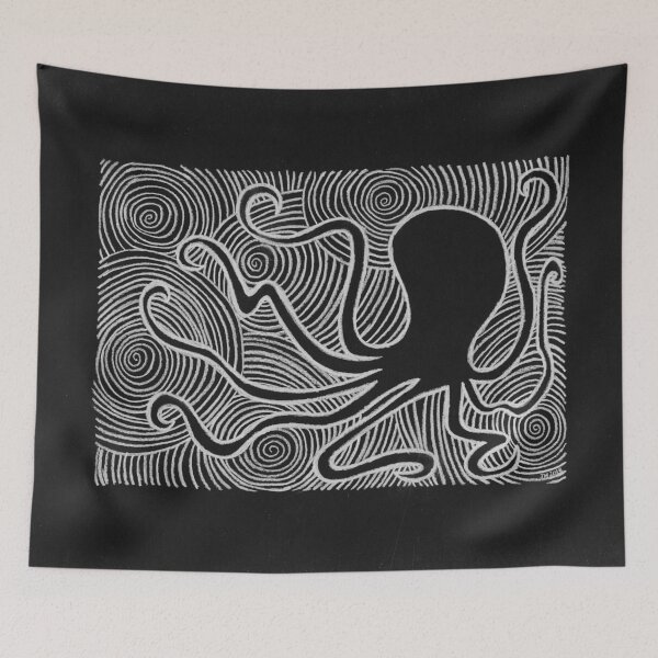 Item preview, Black and White Octopus Silhouette designed and sold by Grand Adventure Art.