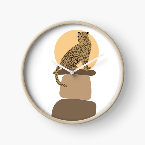 Leopard on the rocks Clock