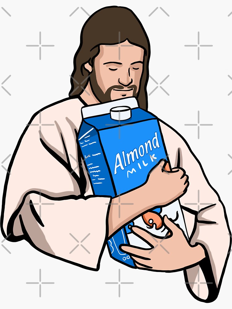 "Jesus Loves Almond Milk (Herbivore Jesus Holding Almond Milk) Oat Milk