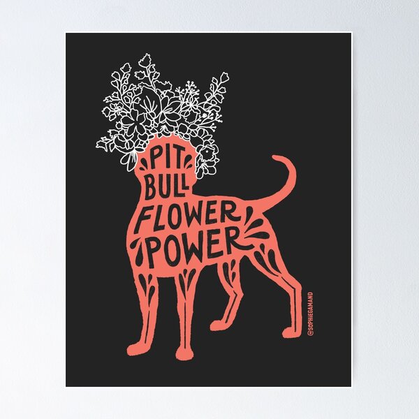 Item preview, Pit Bull Flower Power (coral, corona blanca) designed and sold by SophieGamand.
