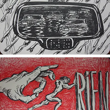 Artwork thumbnail, Ink Sketches - Rear View and Rien. 2012 by Igor Pozdnyakov