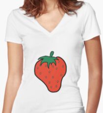 Superfruit Strawberry Merch Women's Fitted V-Neck T-Shirt
