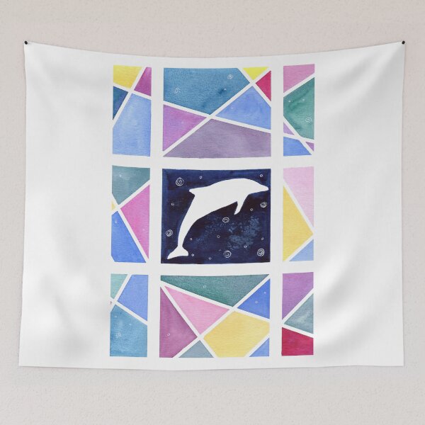Item preview, Dolphin with colorful abstract background   designed and sold by Sandra Connelly.
