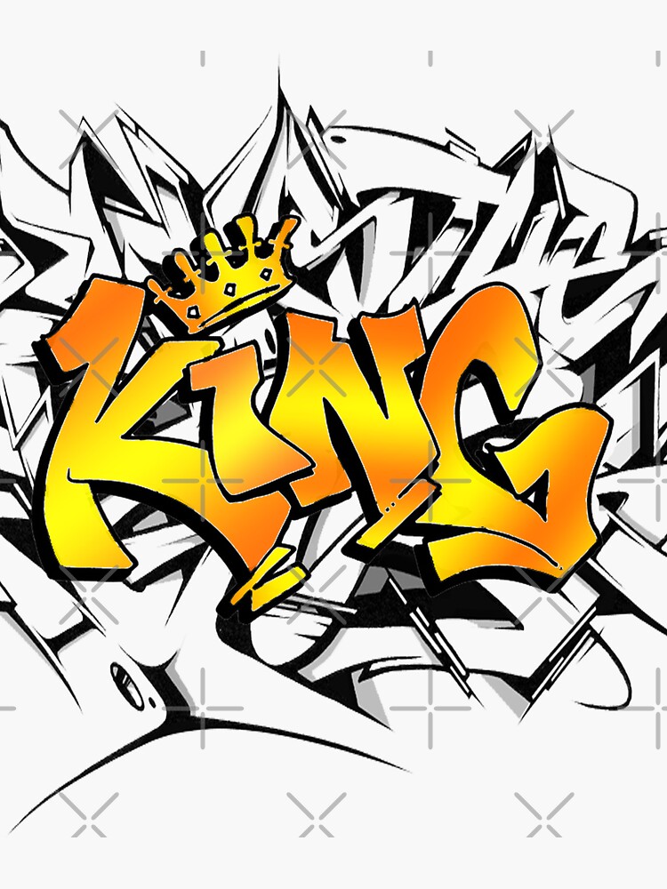 "King with crown and graffiti " Sticker for Sale by momo1978 Redbubble