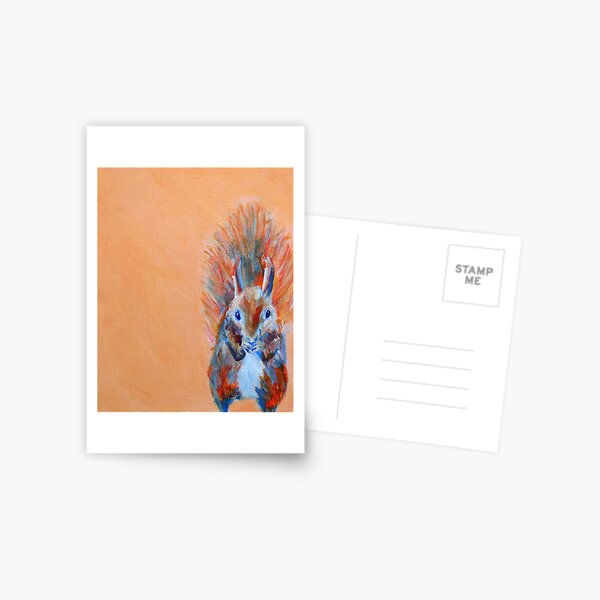 Red Squirrel on orange background Postcard
