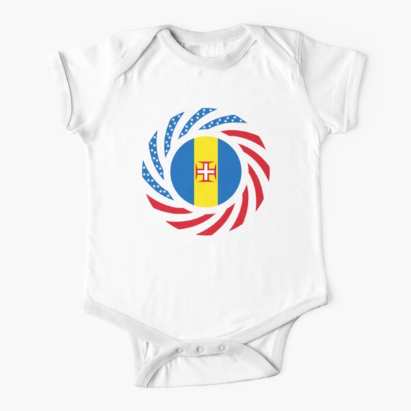 Madeiran American Multinational Patriot Flag Series Short Sleeve Baby One-Piece
