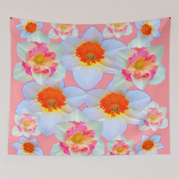 Item preview, CORAL COLORED PINK-WHITE DAFFODILS GARDEN designed and sold by sharlesart.