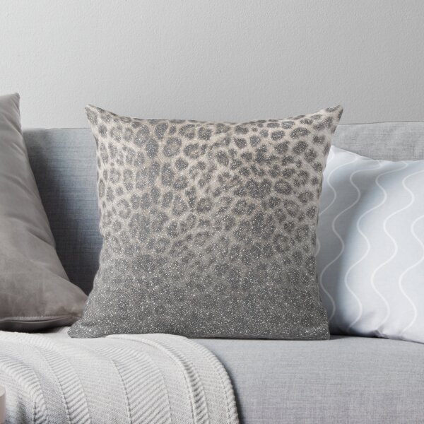 Shimmer (Snow Leopard Glitter Abstract) Throw Pillow