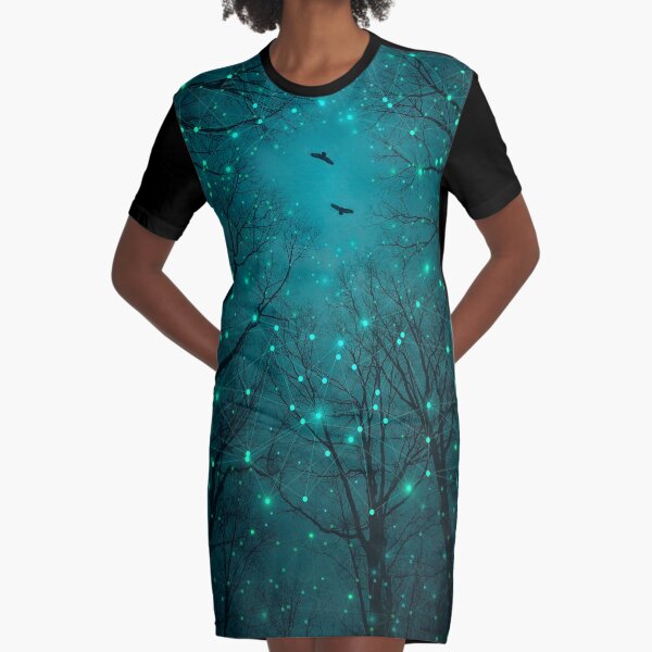 Silently, One by One, the Stars Blossomed Graphic T-Shirt Dress