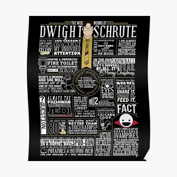 The Wise Words of Dwight Schrute (Dark Tee) Poster