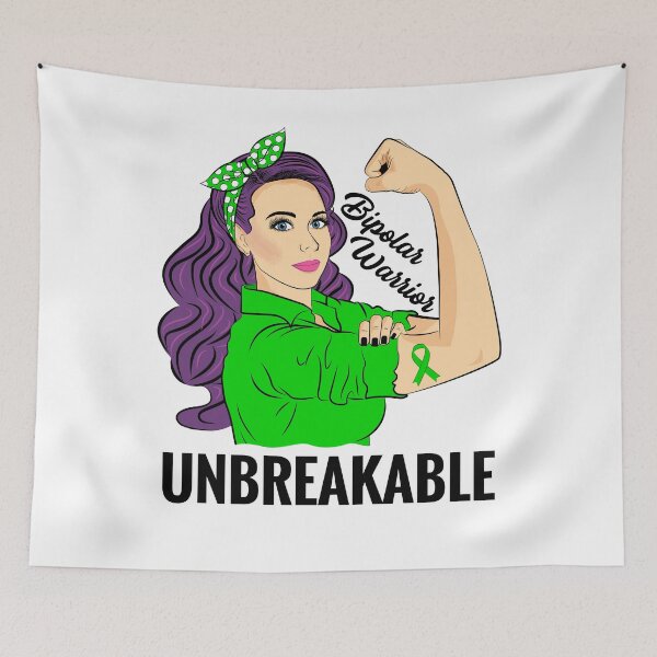 Item preview, Bipolar Disorder Warrior Unbreakable Awareness Support designed and sold by ZNOVANNA.