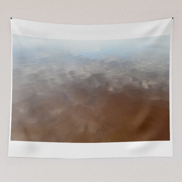 Item preview, Beach sandbar  lake  reflection in the water sky and clouds in the early fog morning designed and sold by yarvin13.