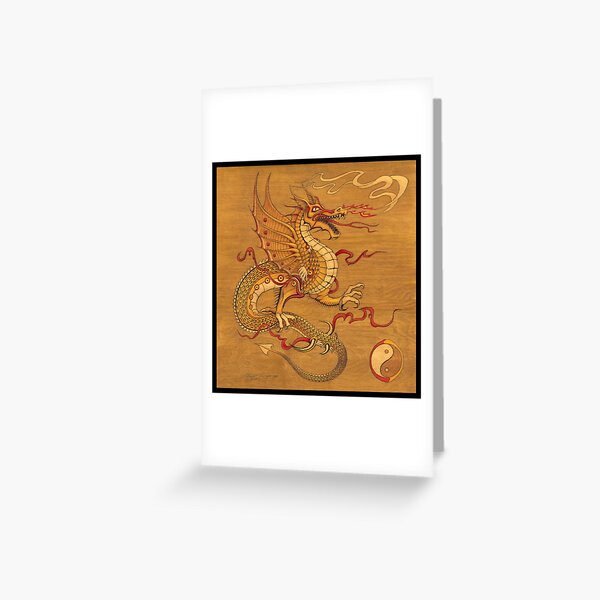 Chinese Dragon Wood Burn Greeting Card