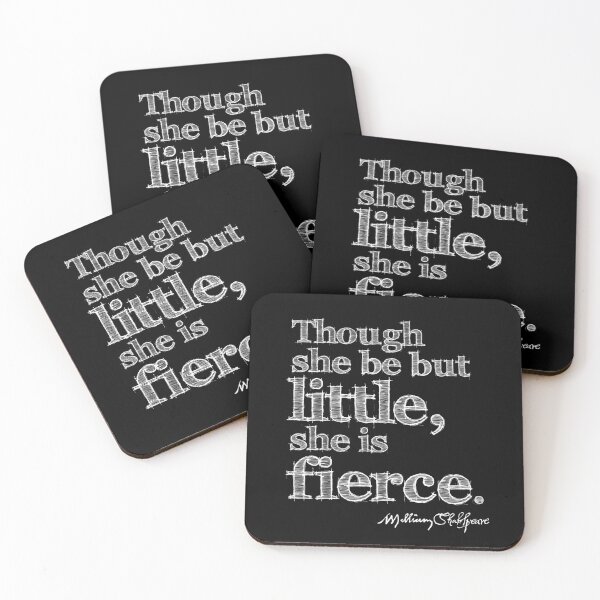 Shakespeare Little But Fierce Grunge Sketch Quote (Light Version) Coasters (Set of 4)