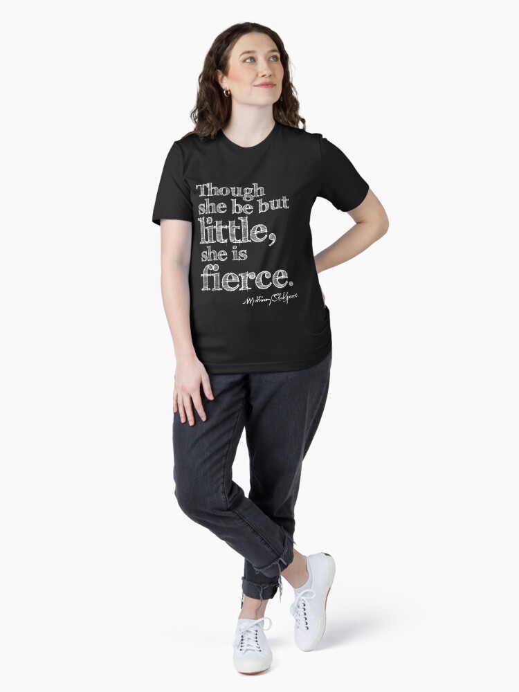 Thumbnail 4 of 7, Essential T-Shirt, Shakespeare Little But Fierce Grunge Sketch Quote (Light Version) designed and sold by incognitagal.