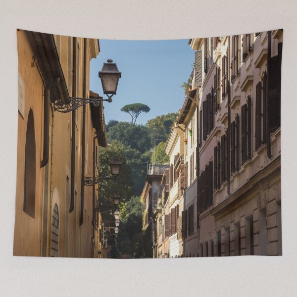 Item preview, Gallivanting Around in Rome Italy - Small Street with a Signature Umbrella Pine designed and sold by Georgia Mizuleva.