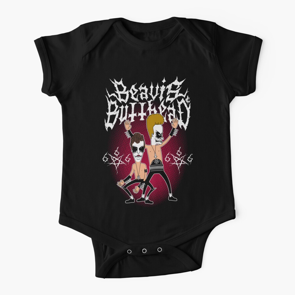 Black Metal Buttheads - Funny Heavy Metal - 90's Cartoon Baby One-Piece