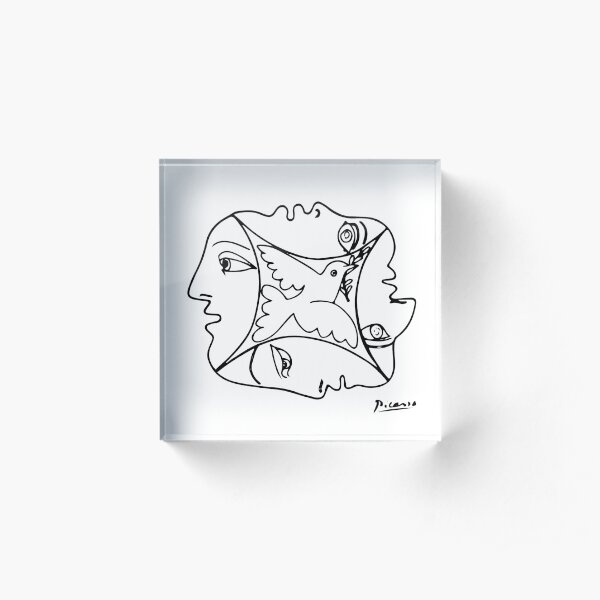 Pablo Picasso Peace Between People & Dove T Shirt, Artwork Acrylic Block