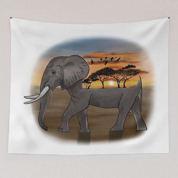 Item preview, African Elephant Sunset Silhouette  designed and sold by Zurickdesigns.