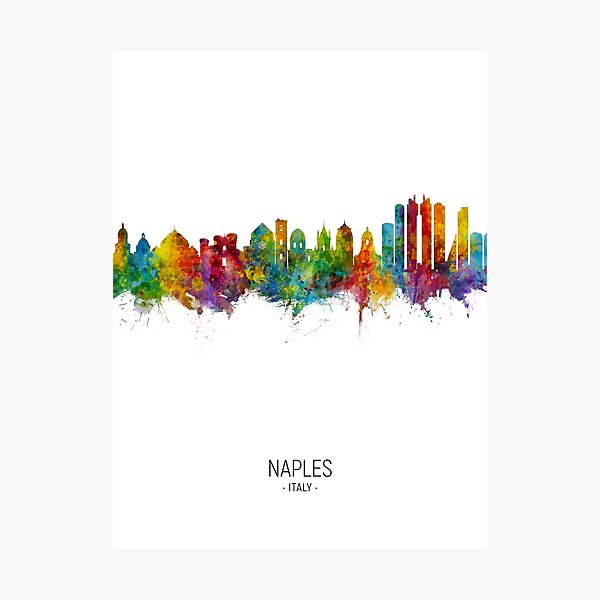 Aperçu de l'œuvre Naples Italie Skyline créée et vendue par ArtPrints.