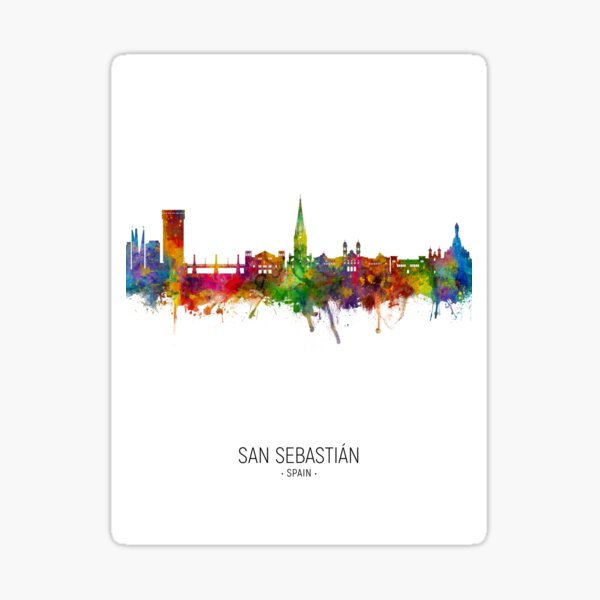 Vista previa del artículo con la obra «San Sebastian España Skyline», diseñado y vendido por ArtPrints.