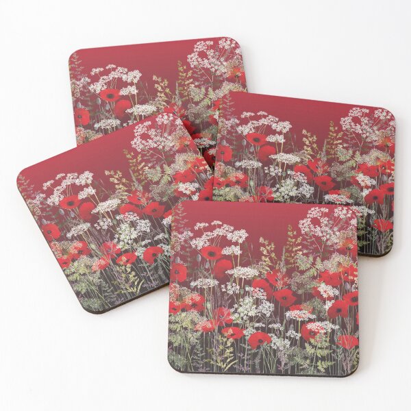 Artikelvorschau, Mohnfeld - Rote Mohnblumen, Kuhpetersilie & Sommergräser entworfen und verkauft von Fiona Calder Designs.