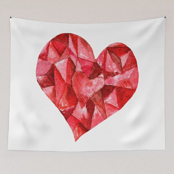 Item preview, Ruby Diamond Gem Crystal Heart Love Watercolor designed and sold by BubblynBloom.