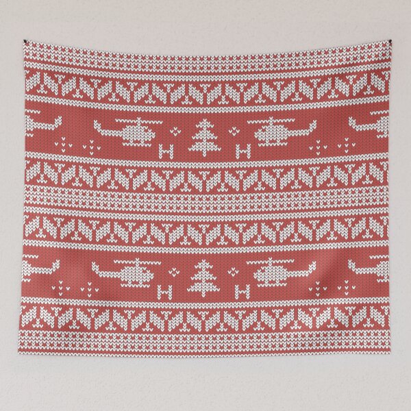 Item preview, White and Red Helicopter Aviation Christmas Pattern designed and sold by NorseTech.