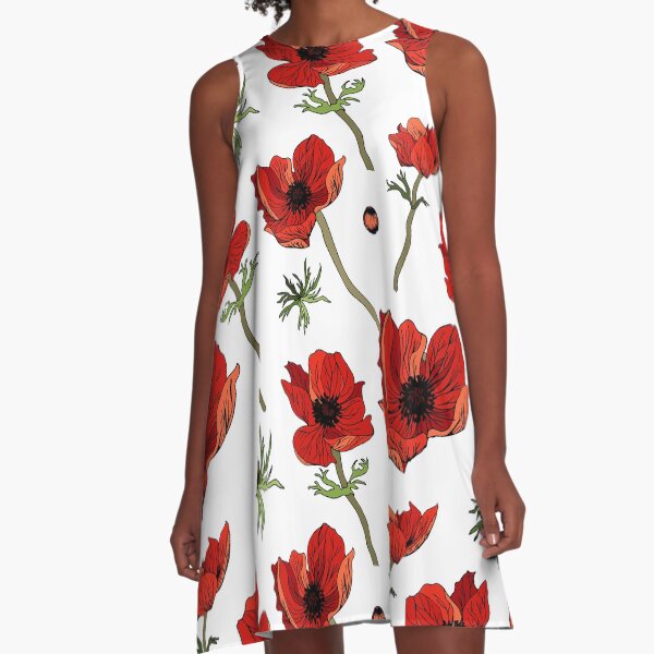 Item preview, Pattern with red poppies, leaves on a white background designed and sold by SASHA-MATBON.