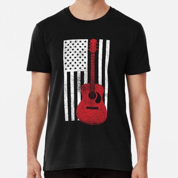 Musician Instrument Men/'s T-shirt Guitar American Flag