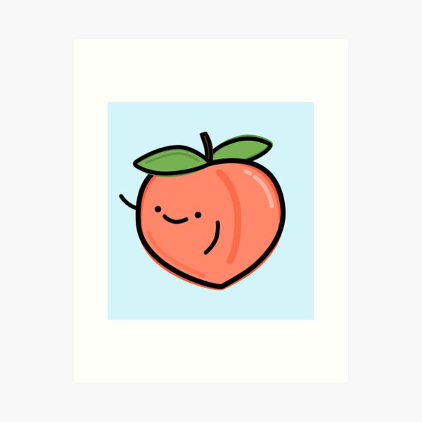 Peach Bum, Clip Art Fruits, Fruit Art Print, Inappropriate