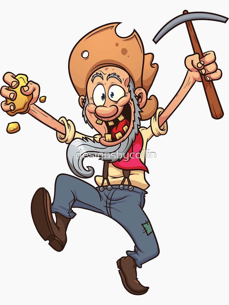 "Gold Miner / Prospector Cartoon" Sticker for Sale by designsbycollin
