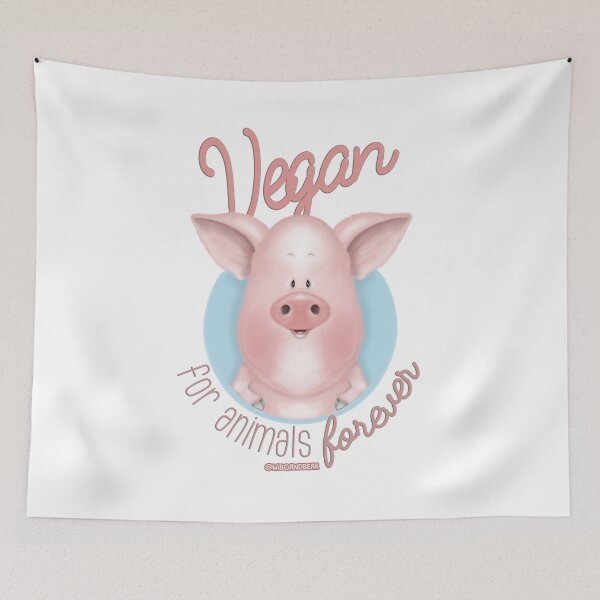Item preview, Vegan for Animals Forever Pig designed and sold by wiboandbear.