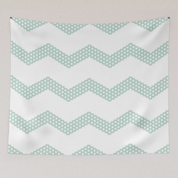 Item preview, Honeycomb Chevron in Darker Duck Egg Blue-Green on White. Minimalist Geometric Striped Pattern designed and sold by kierkegaard.
