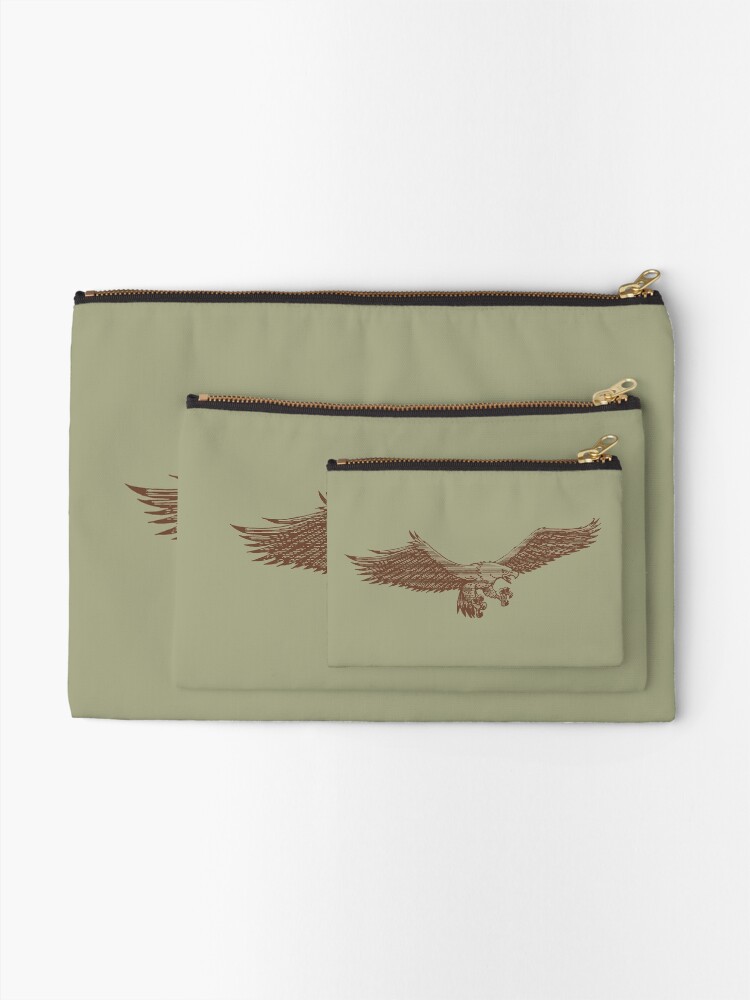Alternate view of old-fashioned eagle fisherman Zipper Pouch
