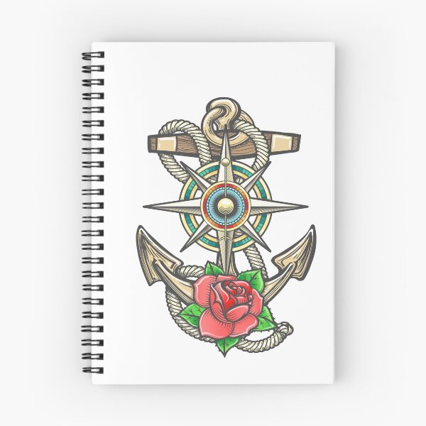 Item preview, Anchor with Compass Windrose and Rose Flower designed and sold by devaleta.