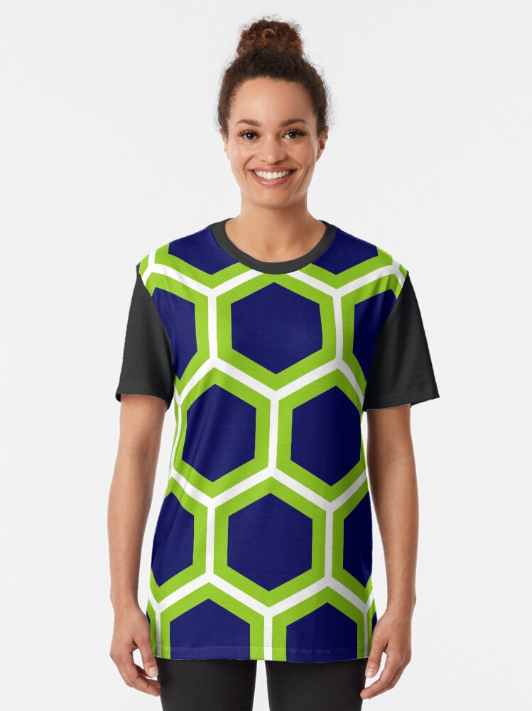 Large Honeycomb in Lime Green Bright Navy Blue and White. Minimalist. Geometric. Modern. Bold. Graphic T Shirt for Sale by kierkegaard Redbubble