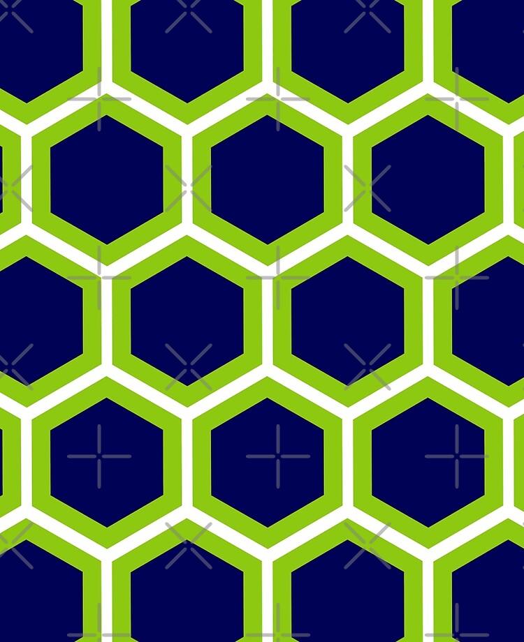 Large Honeycomb in Lime Green, Bright Navy Blue, and White. Minimalist.  Geometric. Modern. Bold. Throw Pillow for Sale by kierkegaard