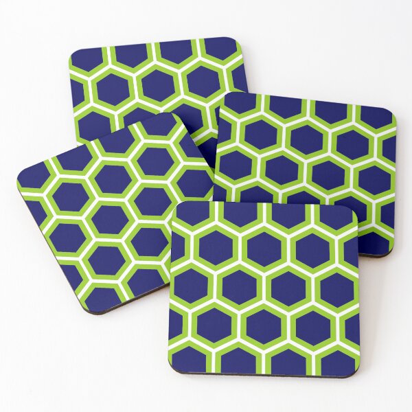 Item preview, Large Honeycomb in Lime Green, Bright Navy Blue, and White. Minimalist. Geometric. Modern. Bold. designed and sold by kierkegaard.