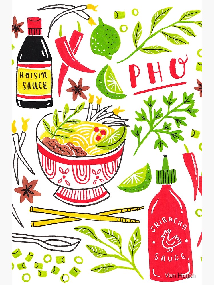 "Vietnamese Pho Soup Sriracha" Poster for Sale by vankhuynhart | Redbubble