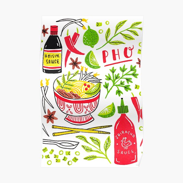 Vietnamese Pho Soup Sriracha Poster